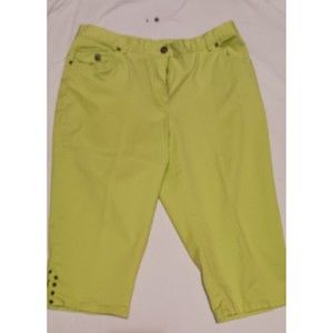 Hearts Of Palm Neon Green Capri Size 10P Casual Summer Colorful